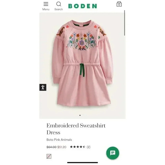 Boden Pink Embroidered Sweatshirt Dress Knee Length Casual - Picture 7 of 7